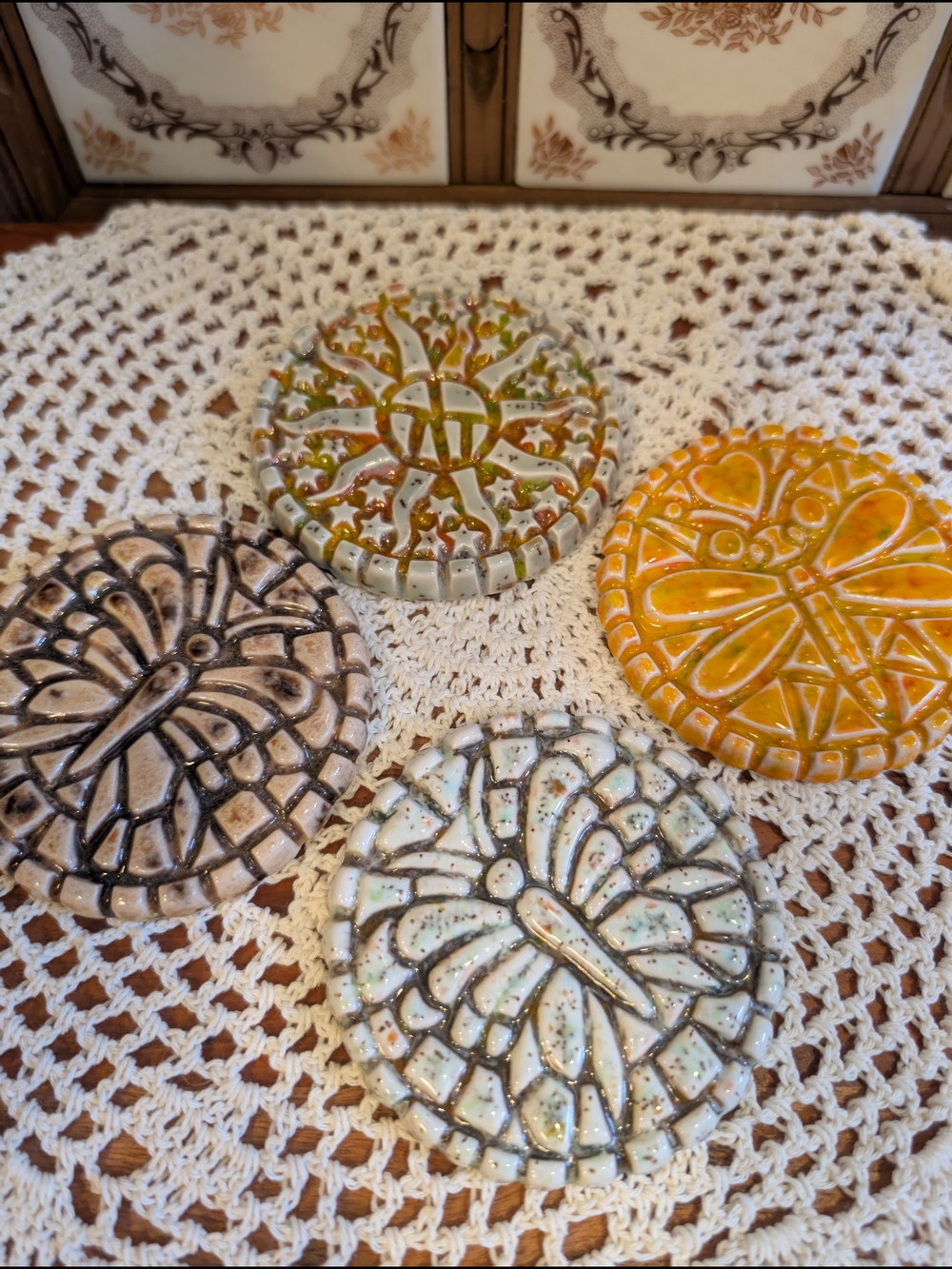 Handmade Ceramic Retro Celestial Coaster set